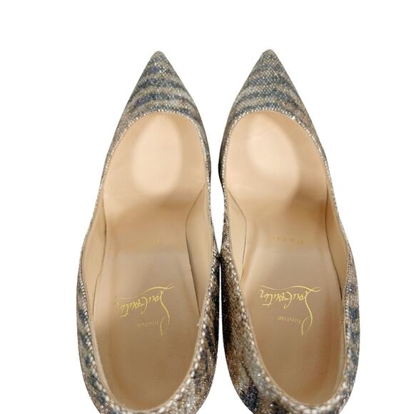 CHRISTIAN LOUBOUTIN Pigalle Follies Tiger Print Glitter Gold Platine - Picture 5 of 13